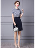 Roll Collar Mock Two-piece Gingham Pencil Dress