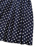 Vintage Navy Polka Dot Pleated Midi Dress with Belted Waist