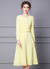 Yellow A-line Dress with Wraparound Waist Design