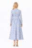 White Ditsy Floral Pleated Shirt Dress with Long Sleeves