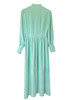 Ruffled High Neck Bishop Sleeve Midi Dress in Pastel Mint