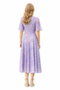 Lilac Multi Flutter Sleeve Fit-and-Flare Chiffon Midi Dress