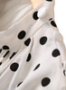 White/Black Polka Dot High-Neck Asymmetric Ruffled Midi Dress