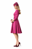 Raspberry Pink Puff Sleeve Pleated Fit & Flare Dress