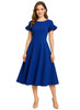 Navy Flutter Short-Sleeved A-line Midi Flare Dress Navy Flutter Short-Sleeved A-line Midi Flare Dress