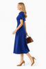 Navy Flutter Short-Sleeved A-line Midi Flare Dress