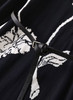 Navy Flora Wool Knit Evasé Midi Dress with 3/4 Sleeves