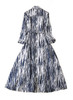 Navy and white Zebra Printed Belted Cotton Dress