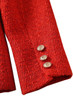 Red Textured Tweed Blazer with Gold Buttons