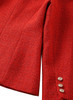 Red Textured Tweed Blazer with Gold Buttons