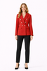 Red Textured Tweed Blazer with Gold Buttons