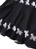 White Belted Fitted Jacket and Black A-line Floral Skirt Suit