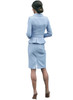 Pale Blue Belted Peplum Jacket and Pencil Skirt Suit