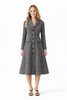 Lapel Collar Tweed A-line Flared Coat Dress in Grey