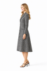 Lapel Collar Tweed A-line Flared Coat Dress in Grey