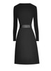 Queen Letizia Inspired Belted Colorblock A-line Skirt Set with Black Rib-Knit Top
