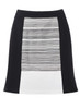 Belted Colorblock A-line Skirt Set with Black Rib-Knit Top