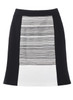 Queen Letizia Inspired Belted Colorblock A-line Skirt Set with Black Rib-Knit Top