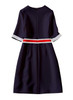 Cream A-line Dress with Cinched Waist and Quarter Sleeve