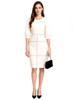 Amal Clooney Inspired Embellished Neck White Midi Pencil Skirt Dress