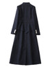 Navy Military-Style Coat Dress with Stand Collar and Contrast Buttons, Fitted Design