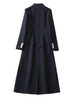 Navy Military-Style Coat Dress with Stand Collar & Contrast Buttons