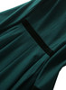 Royal Style Green Fit-and-Flare Wool Dress with Velvet Waistband