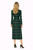 Black Watch Tartan Midi Dress with Gathered Waistline