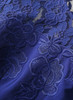 Sapphire Blue Knee-Length Dress with Lace Detailing and Fitted Silhouette