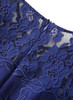 Sapphire Blue Knee-Length Dress with Lace Detailing and Fitted Silhouette