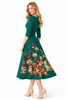 Square Neck Green Floral Fit-and-Flare Dress Inspired by Lady Kitty Spencer