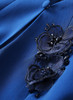 Royal Blue Embellishment Neckline Fluted Dress with Puffy Sleeve