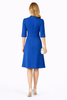 Royal Blue Embellishment Neckline Fluted Dress with Puffy Sleeve