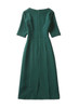 Green Elbow-Length Pencil Dress with Angled Collar