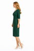 Green Elbow-Length Pencil Dress with Angled Collar