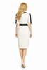 Monochrome Fitted Knee-length Dress Inspired by Queen Letizia