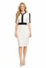 Monochrome Fitted Knee-length Dress Inspired by Queen Letizia