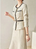 Beige Tweed Belted Jacket & High-rise A-line Skirt Suit