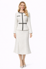 Beige Tweed Belted Jacket & High-rise A-line Skirt Suit