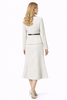 Beige Tweed Belted Jacket & High-rise A-line Skirt Suit