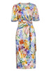 Floral Print Midi Dress with Gathered Detail, inspired by Queen Letizia