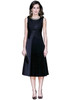 Embellished High-neck Black Pleated Dress Inspired by Queen Letizia