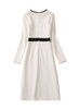 White Long Sleeve Fitted Dress with Black Trim Inspired by Princess Catherine