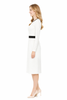 White Long Sleeve Fitted Dress with Black Trim Inspired by Princess Catherine