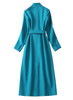 Teal Military Style Button Front High Collar Midi Coat Dress