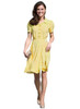 Primrose Yellow Knee-length Puffy Short Sleeve Pleated Tea Dress