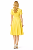 Primrose Yellow Knee-length Puffy Short Sleeve Pleated Tea Dress
