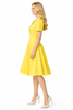 Primrose Yellow Knee-length Puffy Short Sleeve Pleated Tea Dress