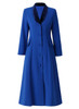 Cobalt Blue Tuxedo Collar LadyLike Flared Mid-Length Coat Dress