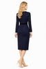 Navy Body-hugging Jersey Sheath Dress with Black Waistline